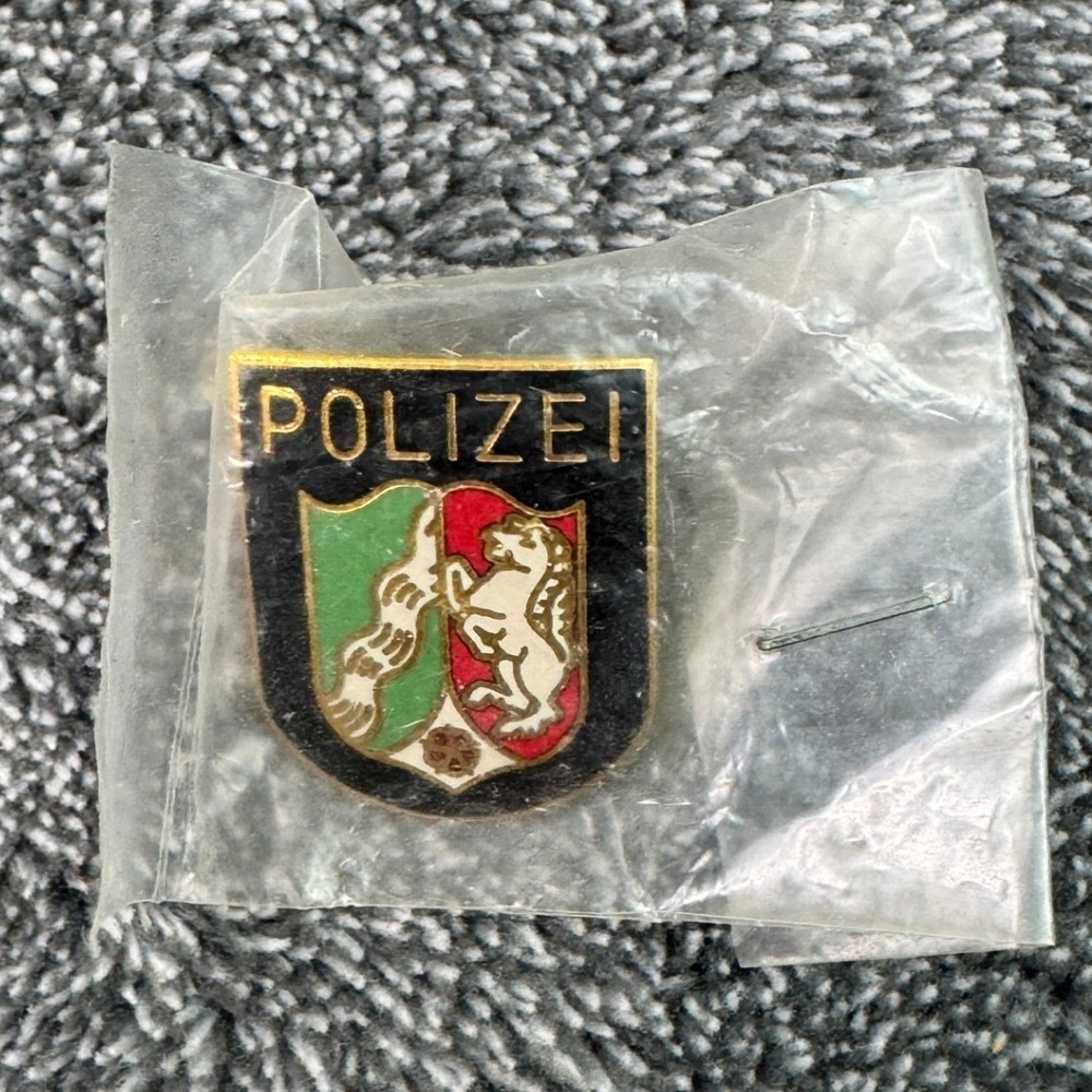 Vintage German Polizei North Rhine-Westphalia Police Enamel Shield Lapel Pin